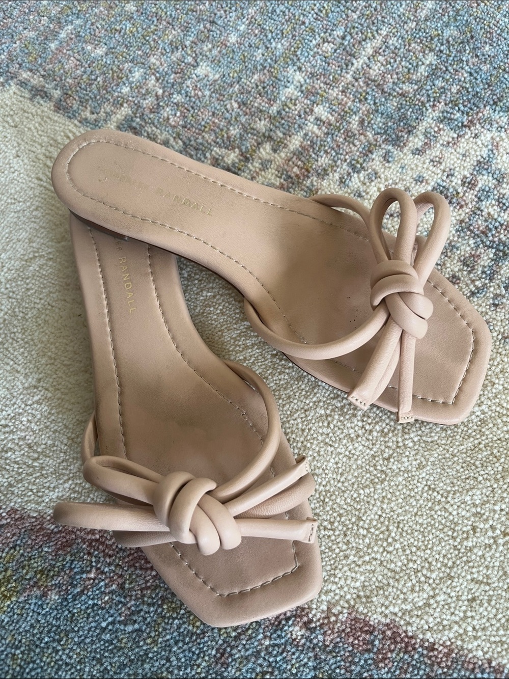 Loeffler Randall Hadley Leather Bow Flat Sandals 7.5